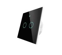 Interruttore Touch da Parete WiFi 2.4G + BLE + RF 433MHz, Vetro Temperato Nero, 2 Tasti, Quadrato 86X86X30mm Per Scatola 502, App TUYA Smart Life