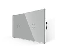 Interruttore Touch Interruttore luce doppio tocco in vetro, 2 canali, 1 via, 300 W/canale(Grey)