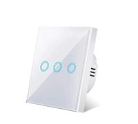 Interruttore Touch Interruttore luce touch AC 100-240V Interruttori da parete in vetro temperato 1/2/3 gang(White 3 gang)