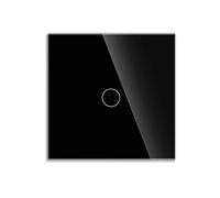 Interruttore Touch Interruttore luce touch AC100-240V Pannello in vetro temperato Pulsante sensore da parete(Black 1 gang)