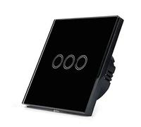Interruttore Touch Interruttore Tattile Leggero Lampada Da Parete Con Sensore 220V Standard Pannello In Vetro Temperato 1/2/3 Gruppi Impermeabile Intelligente No(Black 3 Only)