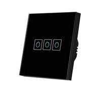 Interruttore Touch Interruttore Tattile Leggero Lampada Da Parete Con Sensore 220V Standard Pannello In Vetro Temperato 1/2/3 Gruppi Impermeabile Intelligente No(Ng Black 3 Touch)