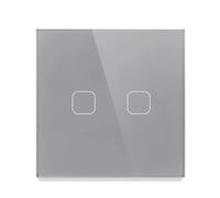 Interruttore Touch Interruttore touch for luce a 1/2/3 canali, pannello in vetro, interruttore for a parete, solo funzione(Gray 2 gang)