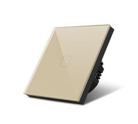 Interruttore Touch Interruttori Della Luce Intelligenti Impermeabile 1/2/3 Gang Interruttore Tattile Leggero 220V Sensore Standard Lampada Da Parete Modulo Pannello In Vetro Temperato(1 Gang Gold)
