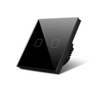 Interruttore Touch Interruttori Della Luce Intelligenti Impermeabile 1/2/3 Gang Interruttore Tattile Leggero 220V Sensore Standard Lampada Da Parete Modulo Pannello In Vetro Temperato(2 Gang Black)