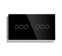 Interruttore Touch Interruttori Della Luce Intelligenti Interruttore A Sensore Tattile A Parete Di Lusso A 6 Gang for La Casa 157mm Pannello Classe In Cristallo Dorato Bianco Nero 3 Colori(Noir)