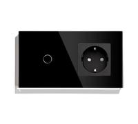 Interruttore Touch Interruttori Della Luce Intelligenti Interruttore Tattile A 2 Vie A 1 Via A Gang Con Presa for A Parete Standard Pannello In Vetro A 3 Colori A Sfioramento Da 157 Mm(Noir,1 WAY-1)