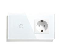 Interruttore Touch Interruttori Della Luce Intelligenti Interruttore Tattile A 2 Vie A 1 Via A Gang Con Presa for A Parete Standard Pannello In Vetro A 3 Colori A Sfioramento Da 157 Mm(White,2 WAY-1)