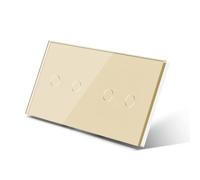 Interruttore Touch Interruttori Della Luce Intelligenti Interruttore Tattile A Parete A 4 Vie A 1 Via Doppio A 2 Gruppi Bianco Nero GoldenClass Pannello Impermeabile Retroilluminazione(Golden)