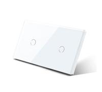 Interruttore Touch Interruttori Intelligenti Della Luce 2 Gang 1Way Interruttore Tattile A Parete Doppio 1 Bianco Nero Pannello Di orata Impermeabile Retroilluminazione(White)