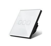 Interruttore Touch Modulo Pannello In Vetro Temperato for Lampada Da Parete Con Sensore Standard Impermeabile 1/2/3 Gang Light Touch Switch 220V(3 Gang White)