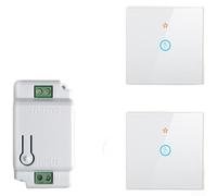 Interruttore touch wireless RF433 con telecomando, con pannello in vetro temperato, interruttore intelligente a batteria (B)
