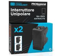 Interruttore Unipolare di Corrente 16A 250V Compatibile con BTicino Livinglight a Incasso da Muro Frutti Elettrici Colore Antracite - Confezione da 2