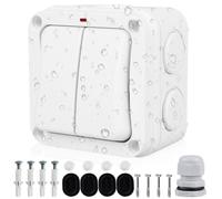 Interruttore universale resistente alle intemperie, doppio interruttore: IP66, interruttore resistente alle intemperie, interruttore della luce con spia di controllo e interruttore indipendente, 16 A