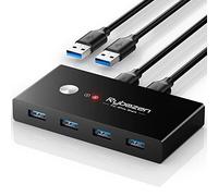 Interruttore USB 3.0, commutatore USB 2 computer condividono 4 USB per tastiera e mouse stampante scanner, selettore interruttore KVM USB con 2 cavi USB 3.0, compatibile con Windows, Mac e Linux