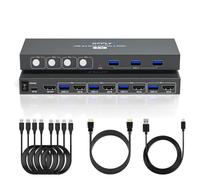 Interruttore USB 3.0 HDMI Kvm Switch 4 computer 1 monitor con 3 porte USB, 4K a 60Hz per 4 computer che condividono monitor tastiera mouse, supporta controllo pulsante, compatibile EDID