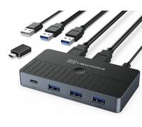 Interruttore USB 3.0, interruttore USB 3.0 2 computer che condividono dispositivi USB C e A, commutatore USB per PC, mouse, tastiera, stampante, scanner, selettore switch KVM USB compatibile con