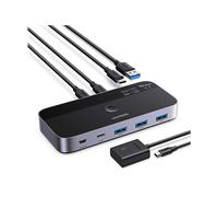 UGREEN Switch USB C 3.2 10Gbps Commutatore KVM Porte per 2 PC Ingressi 4 Uscite Sincronizzazione di File per Tastiera e Mouse con Controller della Scrivania e Cavi Inclusi
