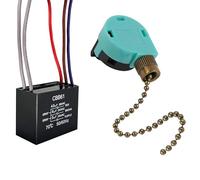 Interruttore ventilatore da soffitto 3 velocità 4 fili, con condensatore ventola CBB61 4.5uf + 6uf + 5uf 5 fili 250V, migliora i problemi di velocità del vento, catena di trazione in bronzo