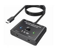 Interruttore video, Switcher bidirezionale USB C da 100 W, splitter di tipo, switcher video dati KVM 2x1/1x2, 8K for monitor computer, sorgenti multiple per uffici domestici, data center