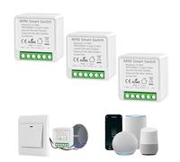 Interruttore WiFi, 16A Interruttore Smart Life, Interruttori Intelligente Relé WiFi, Alexa Interruttori Luce, Supporta il Controllo Vocale, Cavo Neutro Richiesto, Timer Fai Da (3 pezzi)