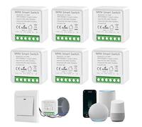 Interruttore WiFi, 16A Interruttore Smart Life, Interruttori Intelligente Relé WiFi, Alexa Interruttori Luce, Supporta il Controllo Vocale, Cavo Neutro Richiesto, Timer Fai Da (6 pezzi)