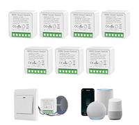 Interruttore WiFi, 16A Interruttore Smart Life, Interruttori Intelligente Relé WiFi, Alexa Interruttori Luce, Supporta il Controllo Vocale, Cavo Neutro Richiesto, Timer Fai Da (7 pezzi)