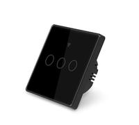 Interruttore WiFi intelligente Tuya 1/2/3 canali, standard UE, con telecomando e timer, interruttore a parete AC110V-240V 10A (3 canali/Nero)