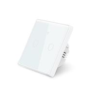Interruttore WiFi intelligente Tuya AC110V-240V 10A 1/2/3 canali, interruttore a parete con telecomando touch standard UE, protezione antincendio e da sovraccarico (2 Gang/Bianco)