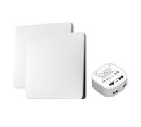 Interruttore wireless autoalimentato a 2 tasti RF433MHz, impermeabile IP44, telecomando autogenerante per luce, nessun cablaggio, portata 100 m, bianco (bianco)