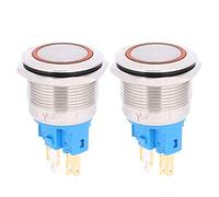 Interruttori a pulsante a 6 pin a 2 pezzi, interruttore a pulsante di reset anello DC3-6V 22mm con alto livello di protezione Ip65 Accessori di sostituzione pulsante di alta qualità(arancia)