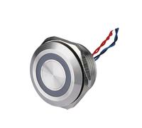Interruttori a pulsante in metallo Interruttore piezoelettrico illuminato L+E+D impermeabile in acciaio inossidabile da 25 mm Interruttore a pulsante IP68 Luce 12V 24V(White L+ED,LATCHING(ON OFF)_24V)