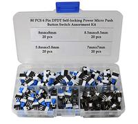 Interruttori a pulsante microinterruttori di potenza autobloccanti DPDT a 6 pin 80Pcs (5.8X5.8mm 7X7mm 8X8mm 8.5X8.5mm)