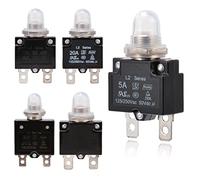 Interruttori ad aria Interruttore automatico 1X 5A/10A/15A/20A/30A Interruttore automatico 12V/24V Pulsante Interruttore termico ripristinabile Montaggio a pannello con cappuccio impermeabile (Size :