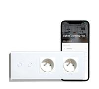 Interruttori della luce 1/2/3Gang Smart Touch Life APP Vetro con prese normali senza USB C(2Gang Plus Sockets)