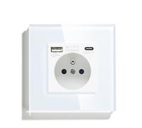 Interruttori della luce 1/2/3Gang Smart Touch Life APP Vetro con prese normali senza USB C(Single USB C Socket)