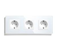 Interruttori dimmer touch, interruttore luce LED dimmerabile a 1 via con presa di corrente UE, porte USB di tipo C, pannello in vetro 10 A(Triple Socket)