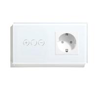 Interruttori dimmer touch, interruttore luce LED dimmerabile a 1 via con presa di corrente UE, porte USB di tipo C, pannello in vetro 10 A(Dimmer Socket)