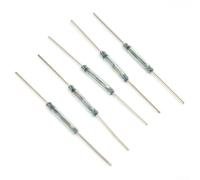 Interruttori magnetici a reed SPST, normalmente aperti, senza induzione, per progetti di circuiti IoT ed elettronica, tubo di vetro 2 x 14 mm con perni placcati in oro (piede argento, tubo verde)