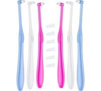 Interspace - Spazzolino da denti singolo trapuntato, compatto, morbido, sottile, con coperchio, per apparecchi ortodontici, pulizia profonda, strumento per l'igiene orale, 6 pezzi