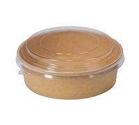 Intertan QK1100 rPET - Set di 50 coperchi rotondi in carta kraft da 1100 ml, trasparenti, diametro 165 mm