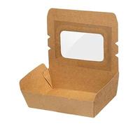 Intertan QW2100 - Scatola di carta kraft rettangolare con finestra in PET trasparente, capacità 2100 ml, lunghezza 19,5 cm, larghezza 14 cm, altezza 6,5 cm, 50 pezzi