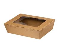 Intertan QW900 - Scatola di carta kraft rettangolare con finestra in PET trasparente, capacità 900 ml, lunghezza 15 cm, larghezza 11,6 cm, altezza 4,8 cm, 50 pezzi