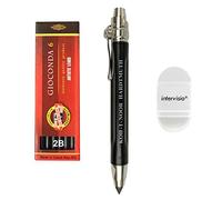 Intervisio Koh-I-Noor 5311 Portamine Meccanico 5.6 mm - Moderno in Metallo con Mina in Grafite Set 4865 2B e Gomma Intercambiabile per Scuola, Ufficio, Scrittori e Artisti