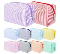 INTERWARM 20 pezzi carino viaggio beauty case comodo borsa cosmetica 16,5 x 8,5 x 10,5 cm, borsa cosmetica da viaggio per la cura della pelle, accessori pennello, a righe, 10 colori, 2 pezzi per