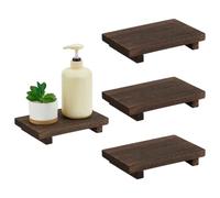 INTERWARM 4 supporti in legno con base per portasapone, per lavello della cucina, per la fattoria, per bottiglie, piante, trucchi, asciugamani, 22,9 x 15 x 4 cm