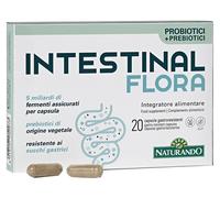 NATURANDO Intestinal Flora con Probiotici e Prebiotici insieme, 5 Miliardi di CFU, per Equilibrio della Flora Intestinale, 20 capsule Senza Glutine Anche per bambini sopra ai 3 anni