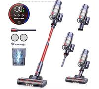 INTETURE Aspirapolvere Senza Fili,45Kpa/550W/60Mins Scopa Elettrica Senza Fili con Touchscreen Intelligente e Anti-Avvolgimento,Aspirapolvere Senza Filo Potente per Pavimenti/Tappeti/Peli Animali