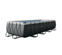 Intex 26356GN - Piscina Fuori Terra XTR Frame Rettangolare, Pompa Filtro 5700 L/h, Scaletta, Telo Base e Copertura, 17203 L, Acciaio e PVC, Grigio, 549x274x132 cm