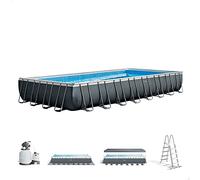 Intex 26374 Piscina Rettangolare, con Pompa a Sabbia Combo, Scaletta Doppia, Telo, 975 x 488 x 132 cm